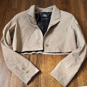 Zara Women's Tan Cropped Jacket